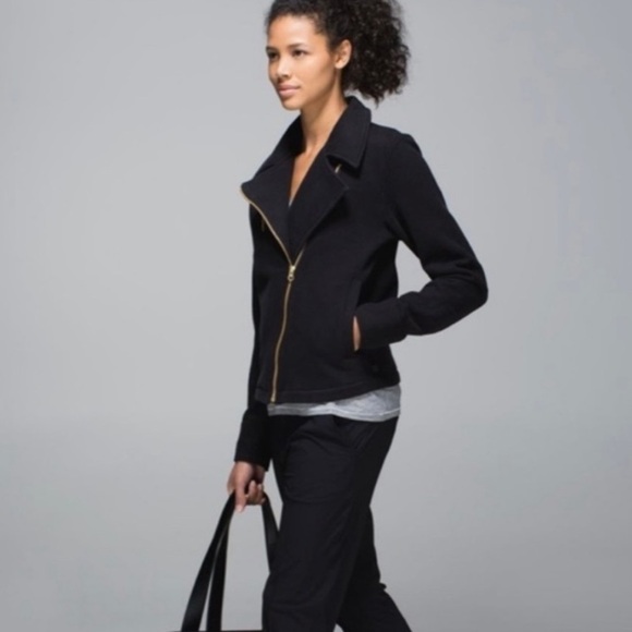Lululemon Fleece Black Moto Jacket Small - Picture 9 of 11